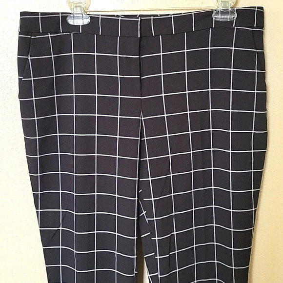 Vince Camuto Womens Black Grid Print Pants Academia Career Office - Size 10 - Picture 2 of 9